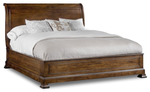 Traditional King Sleigh Bed with Platform Footboard