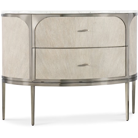 Contemporary 2-Drawer Nightstand with Marble Top