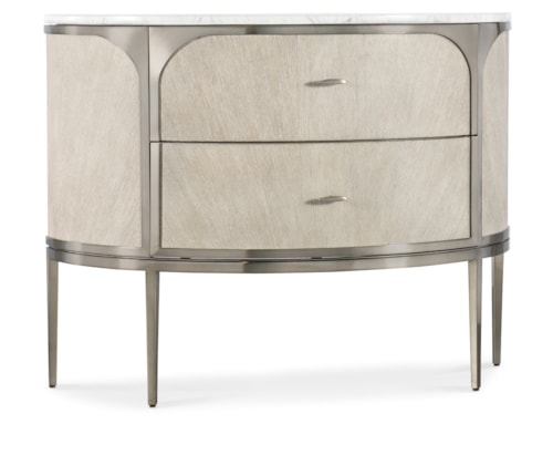 Contemporary 2-Drawer Nightstand with Marble Top