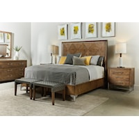 Casual California King Panel Bed with Metal Inlays