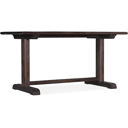 Casual Wood Beam Desk with Rustic Planked Top