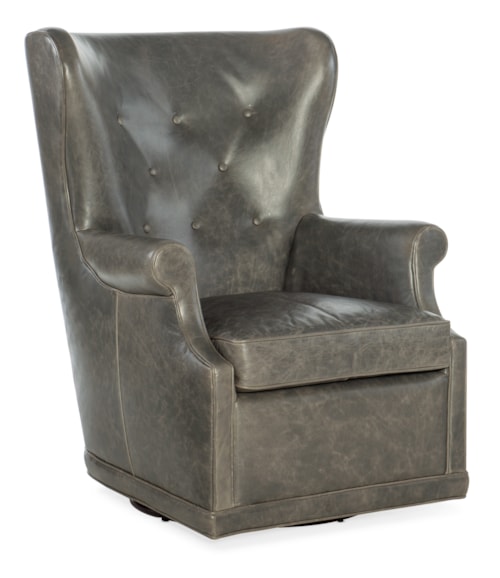 Mai Traditional Leather Wing Chair with Swivel