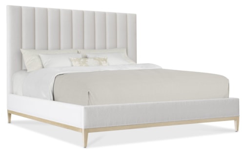 Transitional Upholstered King Bed with Channeled Headboard