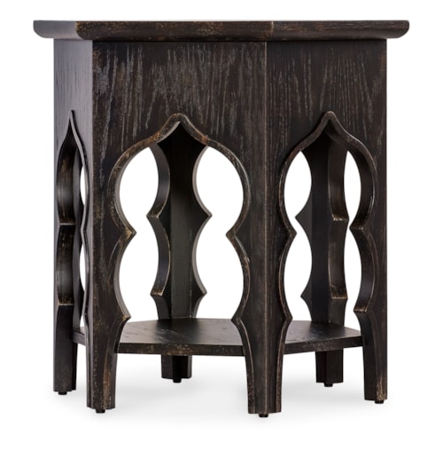 Traditional Hexagon End Table with Lower Shelf