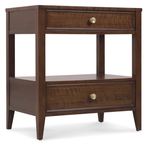 Traditional 2-Drawer Nightstand with Open Shelf