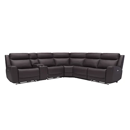 MODULAR POWER RECLINING LEATHER SECTIONAL W/RECL MIDDLE SEAT