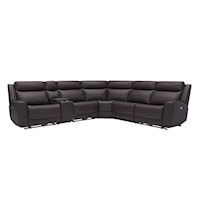 MODULAR POWER RECLINING LEATHER SECTIONAL W/RECL MIDDLE SEAT