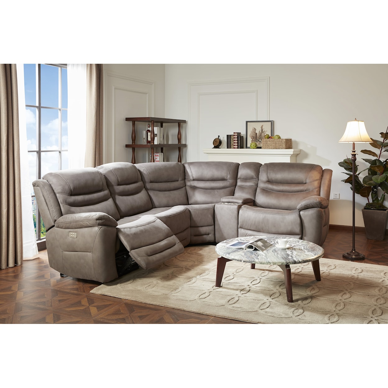 K.C. Damian Damian 5-Piece Power Reclining Sectional