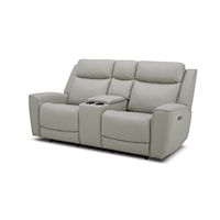 Leather Power Reclining Console Loveseat w/ Power Headrests