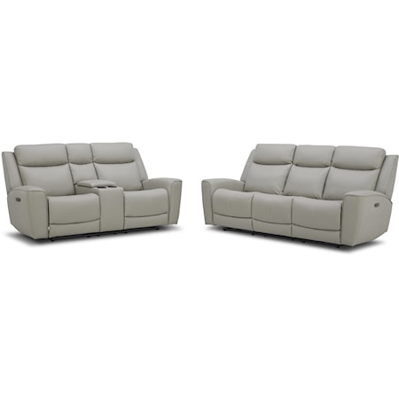 Leather Power Sofa & Love w/ Pwr Headrests