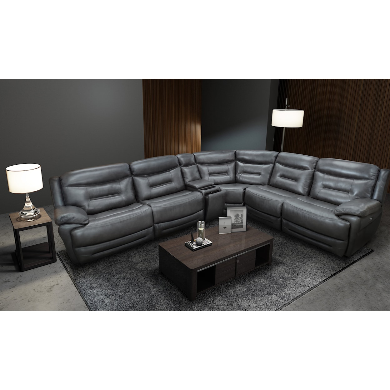 K.C. JUDE Jude LEATHER SECTIONAL W/ PWR HEADRESTS