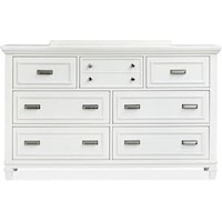 Contemporary 7-Drawer Dresser with Felt-Lined Top Drawers