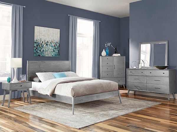 American Modern Grey Queen Bedroom
