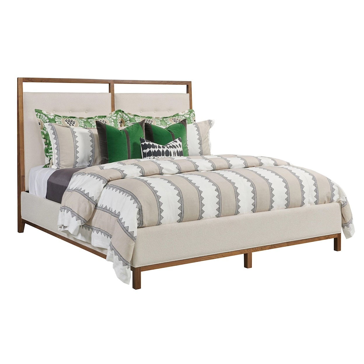 Kincaid Furniture Monogram Walnut 5/0 Pinehurst Upholstered Bed Package