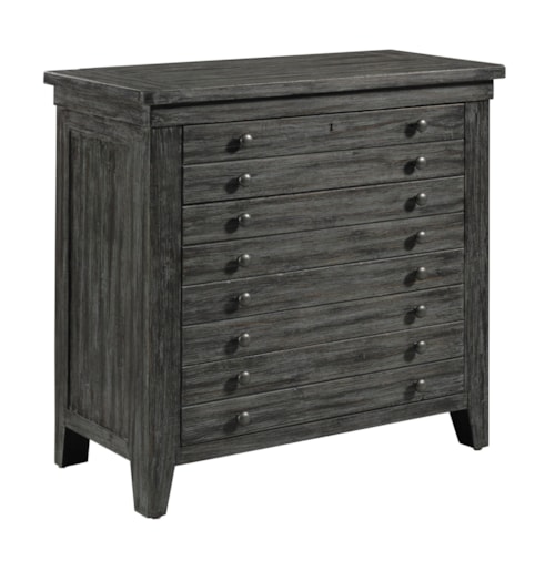 Rustic Brimley 4-Drawer Map Bachelor's Chest with Built In Lighting & Outlets