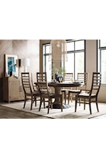 Kincaid Furniture Modern Forge Lindale Round Solid Wood Dining Table with One Table Leaf and Rope Trim