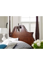Kincaid Furniture Hadleigh Queen Rice Carved Poster Bed with Pediment Headboard and Blanket Rail Footboard
