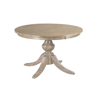44" Round Solid Wood Dining Table with Wood Pedestal Base
