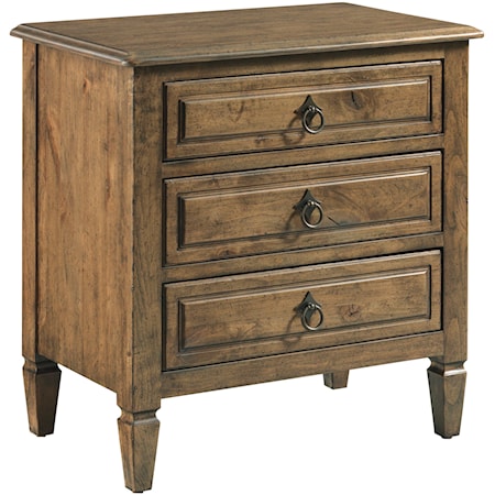 Traditional Solid Wood Lloyds Three Drawer Nightstand with Power Outlets