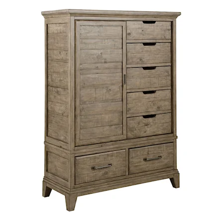 Wheeler Solid Wood Chest with Sliding Door and Seven Drawers