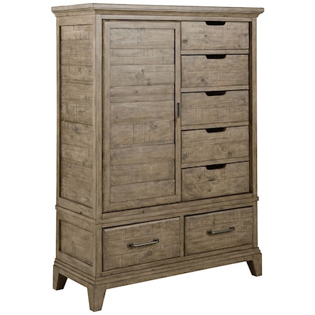 Wheeler Solid Wood Chest with Sliding Door and Seven Drawers