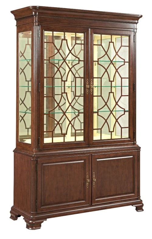 Traditional China Cabinet with Adjustable Shelving and Touch Dimmer Light