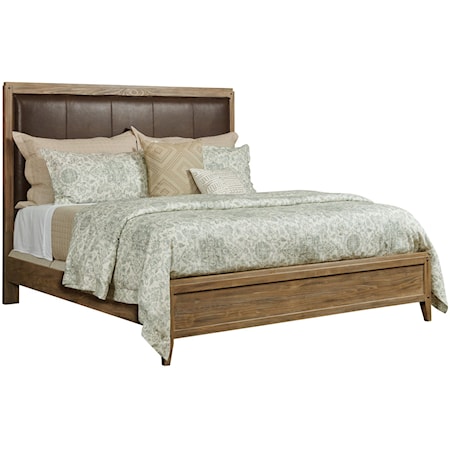 Longview Upholstered King Solid Wood Bed with Leather Headboard
