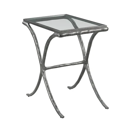 Transitional Glass Top Chairside Table