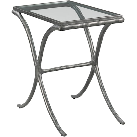 Transitional Glass Top Chairside Table