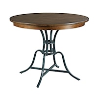 54" Round Solid Wood Counter Height Table with Rustic Metal Base