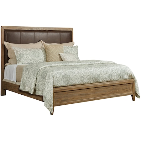 Longview Upholstered California King Solid Wood Bed with Leather Headboard