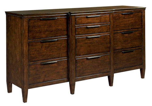 Transitional Bristow Breakfront Dresser with Ten Drawers