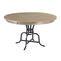 54" Round Solid Wood Dining Table with Rustic Metal Base