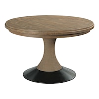 Lindale Round Solid Wood Dining Table with One Table Leaf and Rope Trim