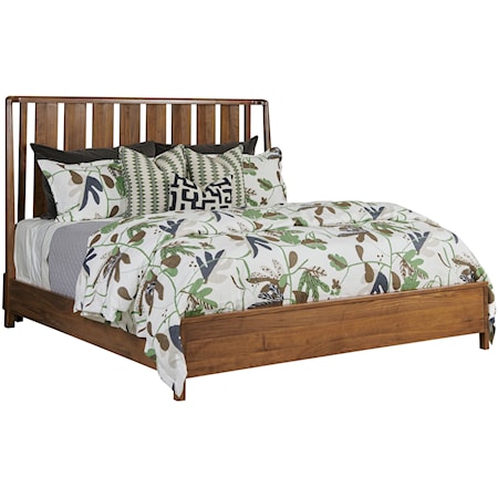 Transitional Queen Bed with Slat Headboard