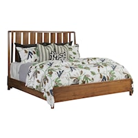 Transitional King Bed with Slat Headboard