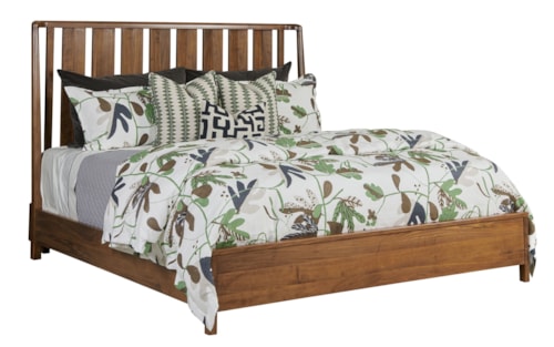 Transitional Queen Bed with Slat Headboard
