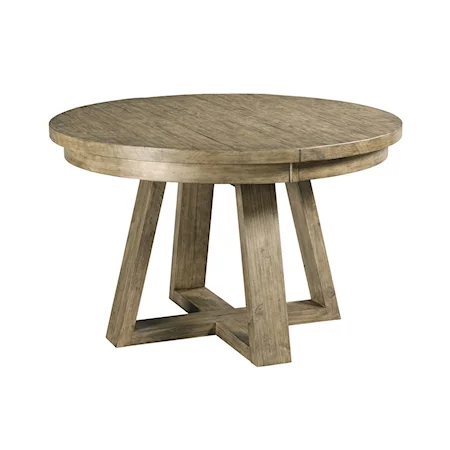 Button Solid Wood Dining Table with One Extension Leaf
