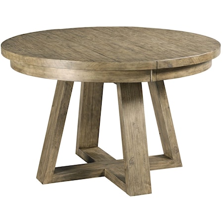 Button Solid Wood Dining Table with One Extension Leaf