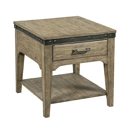 Artisans Rectangular Solid Wood End Table with One Drawer