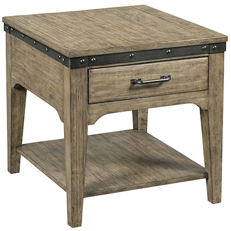 Artisans Rectangular Solid Wood End Table with One Drawer