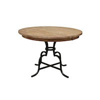 44" Round Solid Wood Counter Height Table with Rustic Metal Base