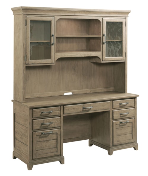 Farmhouse Double Pedestal Executive Desk with Matching Hutch