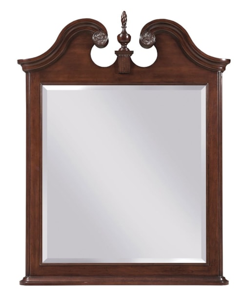 Traditional Mirror with Carved Urn and Broken Pediment Detail