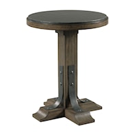 Connor Round Accent Table with Adjustable Height and Metal Top