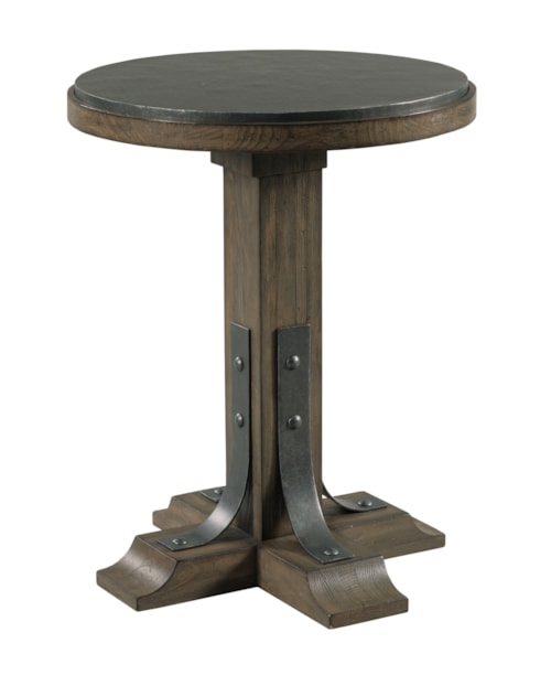Connor Round Accent Table with Adjustable Height and Metal Top