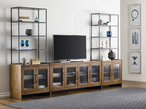 Transitional 8-Door TV Console with Wire Management