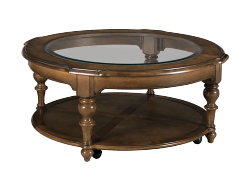 Traditional Corso Round Coffee Table with Casters