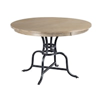 44" Round Solid Wood Dining Table with Rustic Metal Base