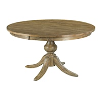 54" Round Solid Wood Dining Table with Wood Pedestal Base